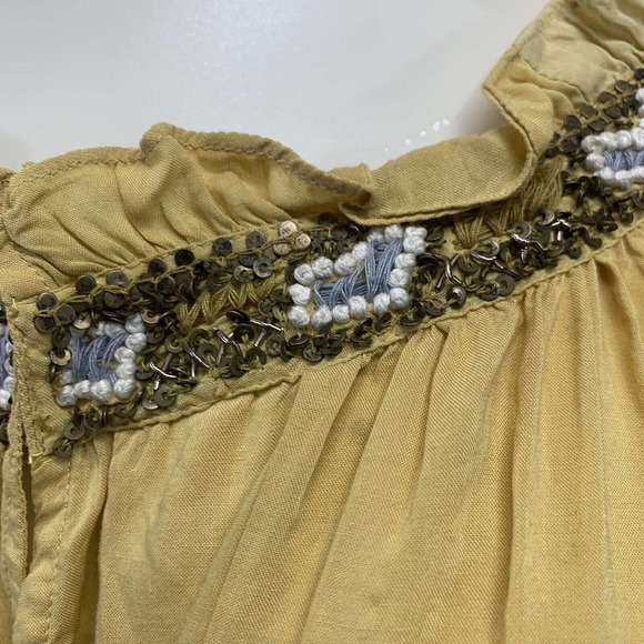 Sains Anthropologie Shirt XS Oversized Boho Peasant Lucerne Lace Beading B8 - Picture 4 of 10